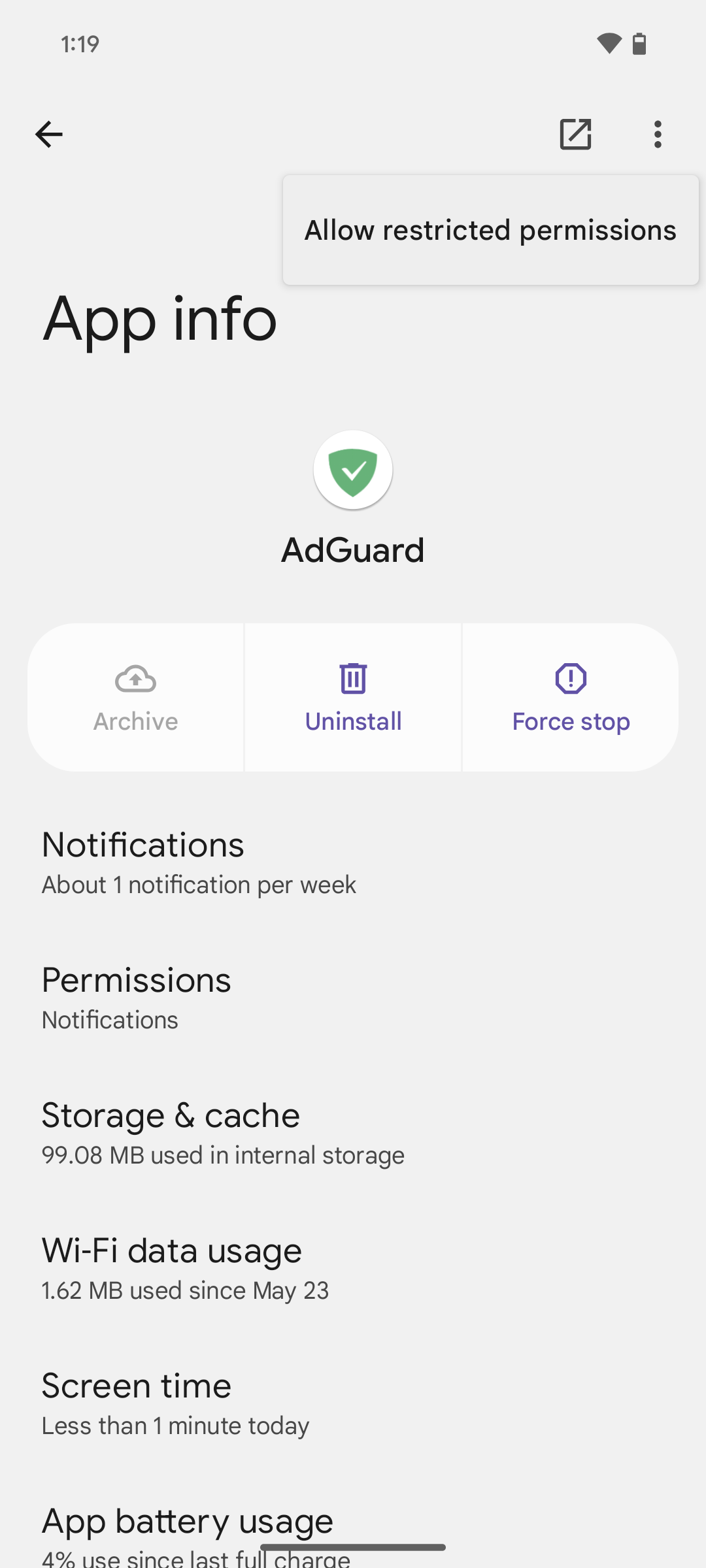 Allow restricted settings *mobile